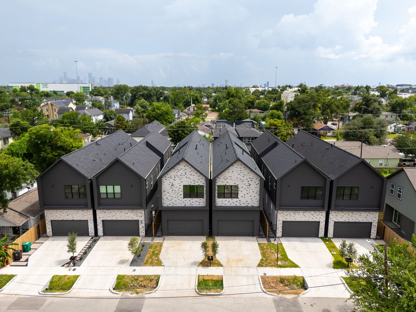 Street front of the six homes